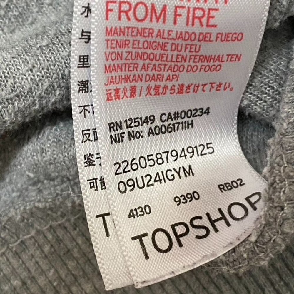 Topshop Zip Hoodie Sz 8 Grey Terry Cloth Casual Spring Preowned - Picture 8 of 9